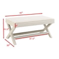 thumbnail image 3 of GZXS Velvet Upholstered Bench with X-Crossed Legs, Modern Ottoman Stool with Solid Wood Frame & Padded Seating for Entryway/Bedroom/Living Room, Beige, 3 of 7