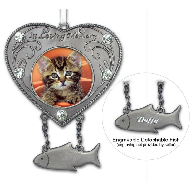 Cat Memorial Ornament Heart Shaped Photo Ornament with Hanging