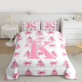 thumbnail image 2 of Homewish Initial K Letter Full Size Comforter Sets for Kid, Pink Watercolor Bow-tie Bedding Comforter Set, Fairy Tale Princess Reversible Bedding Sets, Super Cozy Room Decor, 3 Pieces, 2 of 8