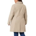 thumbnail image 4 of Agnes Orinda Women's Plus Size Coat Solid Single Breasted Long Fall Winter Outerwear with Pockets 1X Beige, 4 of 7