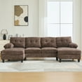 thumbnail image 2 of Leumius U Shaped Sectional Sofa, 103.5" Chenille Fabric Couch with Double Chaise Lounges, U Shaped Couch for Living Room, Brown, 2 of 14