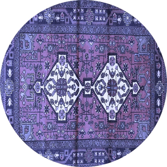 Ahgly Company Machine Washable Indoor Round Persian Blue Traditional Area Rugs, 7' Round