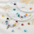 thumbnail image 5 of 72Pcs 12 Colors Large Hole Glass Beads Glass European Bead Faceted Rondelle Craft Beads with Silver Brass Core for Bracelet Necklace Jewelry Making Hole: 5mm Colorful, 5 of 6