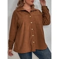 thumbnail image 3 of Camisa de talla grande para mujer Botones de pana de manga larga Camisas casuales Abanopi Cárdigan de mujer, 3 of 7