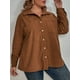 thumbnail image 3 of Camisa de talla grande para mujer Botones de pana de manga larga Camisas casuales MABOTO Cárdigan de mujer, 3 of 7