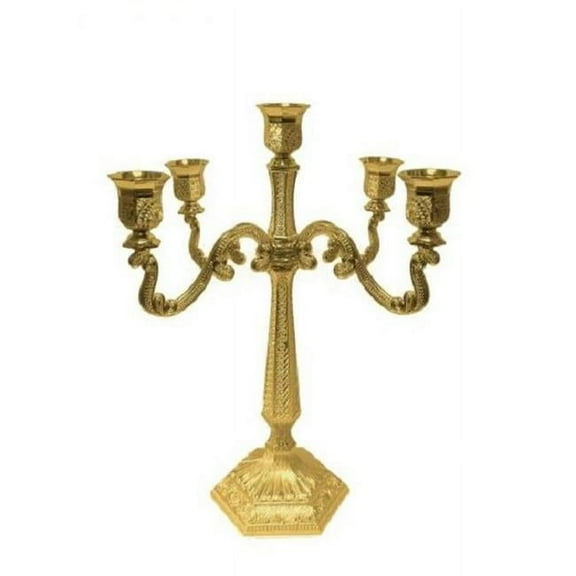 16 in. Filigree 5 Light Candelabra, Gold