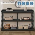 thumbnail image 3 of Hassch 59.8 Inch Long Console Table, Narrow Sofa Table Behind Couch with Storage Shelves and Raised Baffle for Hallway Living Room, Accent Furniture, Black, 3 of 9
