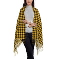 thumbnail image 2 of Cauagu Retro Yellow and Black Houndstooth Print Women Wrap Shawl tassels Scarves Retro Scarf 77.6"X28.3", 2 of 8