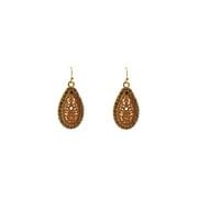 Gold Tone Filigree Tear Drop Earring