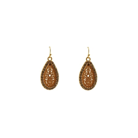 Gold Tone Filigree Tear Drop Earring