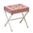 thumbnail image 6 of Tcbosik Soft Pink Upholstered Ottoman - 17" Velvet Tufted Vanity Stool with X-Shaped Metal Legs, 300LBS Capacity Footrest for Home Decor & Living Space, 6 of 6