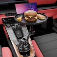 thumbnail image 3 of Car Cup Holders Tray Adjustable 360 Eating Table with Mobile Slot Round Tray Cup Holders Phone Stand for Vehicle Food Tray, 3 of 8