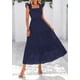 thumbnail image 3 of Vestido largo PRETTYGARDEN de algodón azul marino con cuello cuadrado para mujer, 3 of 9
