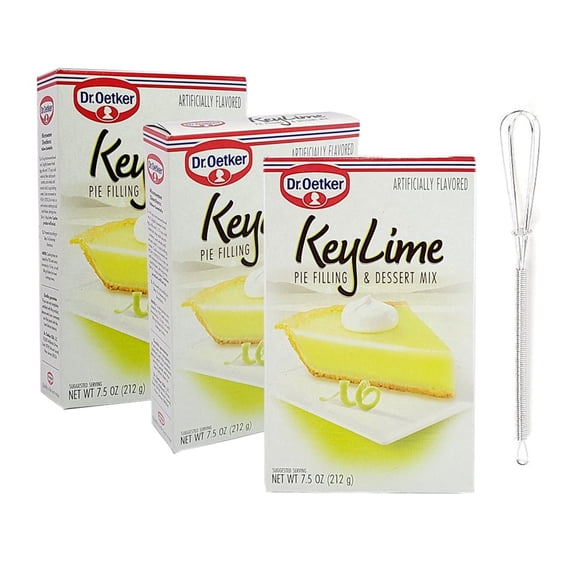 Dr. Oetker Key Lime Pie Filling & Dessert Mix 7.5 Oz. X 3 with Mini Stainless Steel Whisk (4-pc Set0
