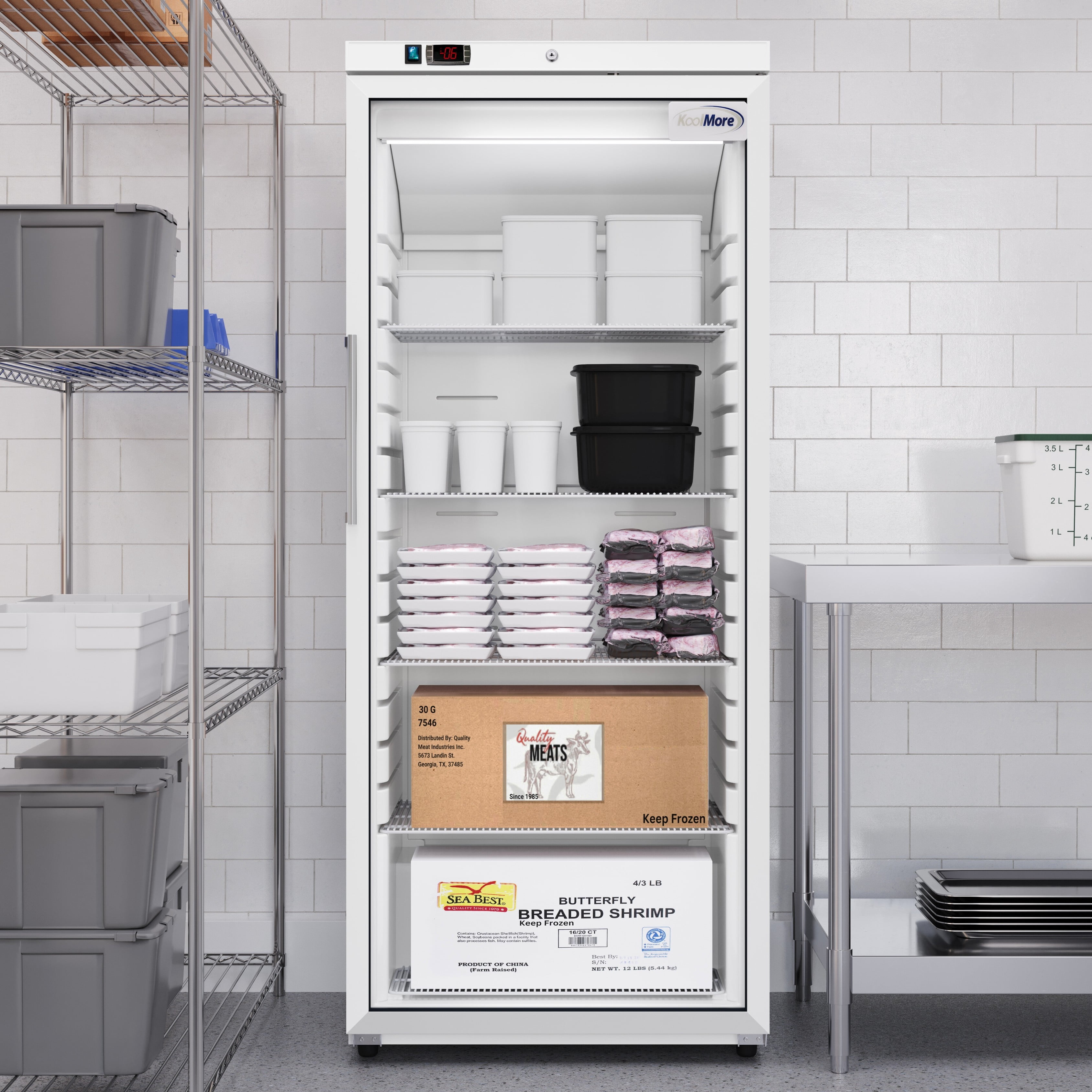 30 in. 21 cu. ft. Commercial Auto Defrost Glass Door Reach-In Freezer in White (KM-RIF-1GD21C-A)