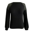 thumbnail image 1 of TSADFHJI Summer Tops Teens New Comfortable Casual Lace Splicing Solid Color Pullover Long Sleeve Top L Black, 1 of 4