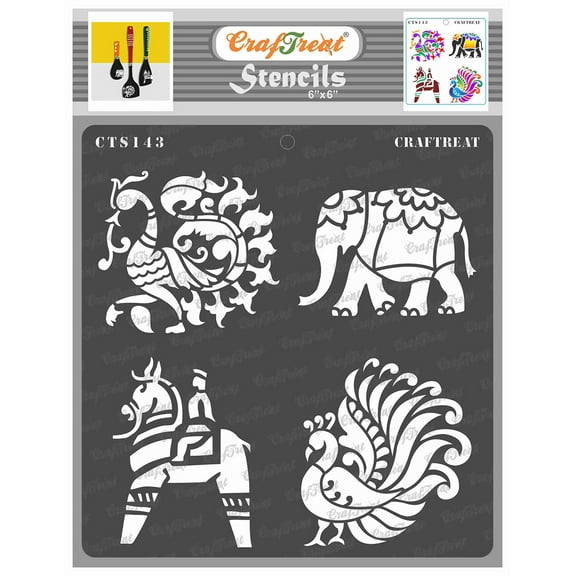 CrafTreat Indian Motifs 2 Stencil for Painting and Crafting - 6"x6"