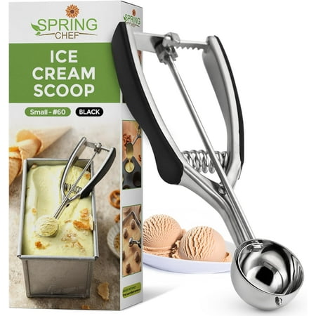 **small 1 tablespoon stainless steel cookie scoop for baking - multifunctional #60 cookie dough scoop with trigger release - kitchen scooper for food - dishwasher safe melon baller - black