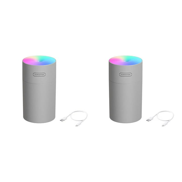 pitrice Humidifier 270/220ml 2W USB Air Humidifier Spraying Diffuser for Home Office Car grey 2Set