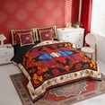 thumbnail image 3 of Erosebridal Hippie Mandala Twin Bedding Sets, Bohemian Floral Bedding Comforter Set, Red Black, Black Reversible 7pcs, 3 of 6