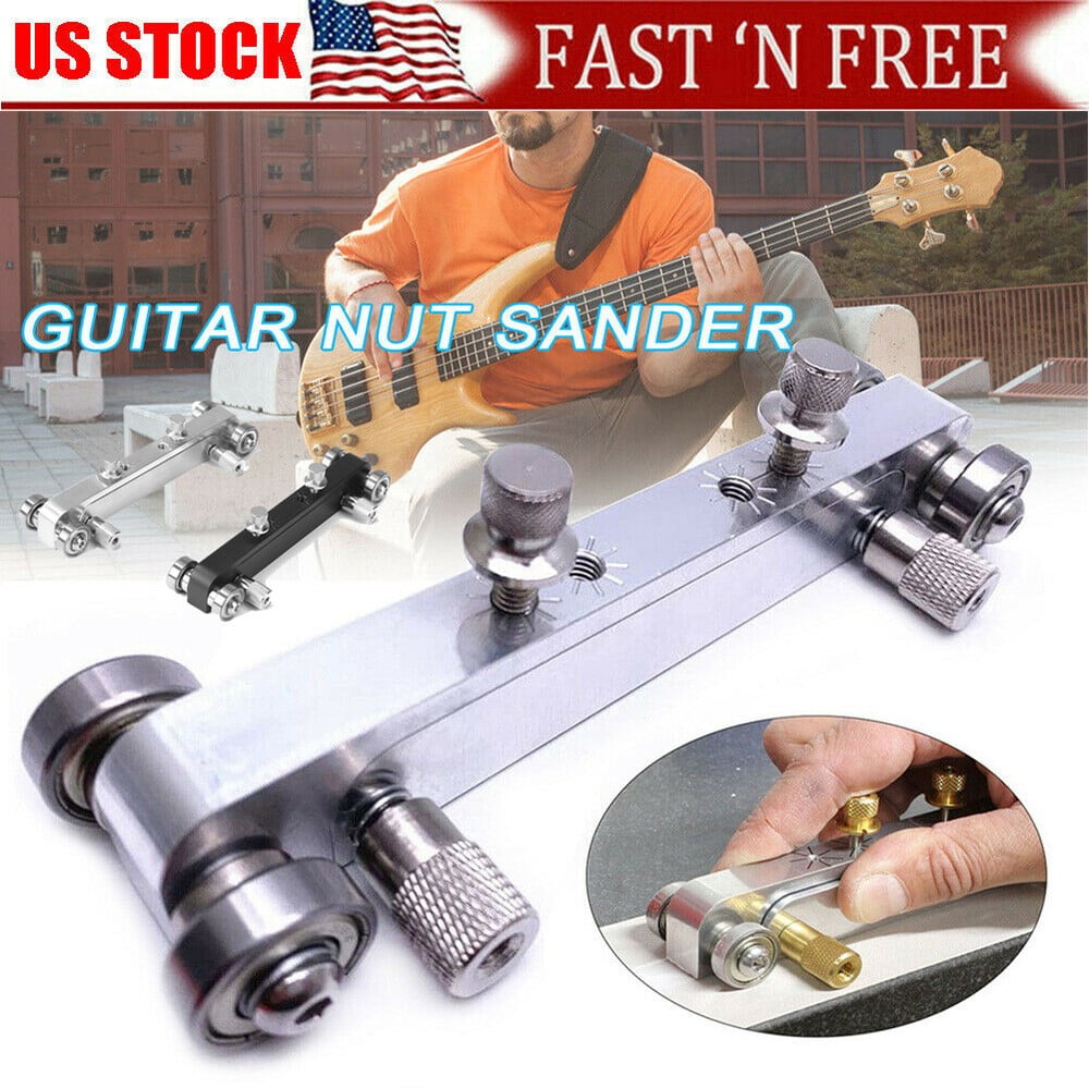 Becikitc Adjustable Guitar Nut & Saddle Sander Tool, Aluminum Alloy Luthier Leveling Grinder, Black