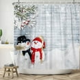 thumbnail image 3 of Funny Christmas Snowman Shower Curtain Snowflakes Snow Winter Scene Shower Curtain on Wood Panel Kids Holiday Curtains 72x72 Inch Polyester Fabric with Hooks, 3 of 6