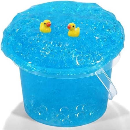 Premade Sky Blue Jelly Cube Glimmer Crunchy Crystal Slime Includes 4 Sets of Add-ins Sensory and Tactile Stimulation Stress Relief Party Favors for Girls & Boys