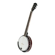 6 String Banjo, Professional Sapelli Notopleura Banjo, White & Wood Color