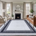 thumbnail image 2 of Area Rug 72×108in, Retro Minimalist Geometric Art Floor Carpet Living Room Rug, Vintage Farm Gray Square Non-Slip Welcome Mat Indoor Rugs for Bedroom Dining Room, 2 of 9