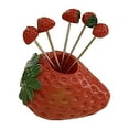 thumbnail image 1 of Ensemble de 6 Fourchettes à Fruits Forme Mignonne Multi Fonction en Acier Inoxydable avec Support Mini Fourchettes Cure-Dents pour Enfants Adultes, 1 of 8