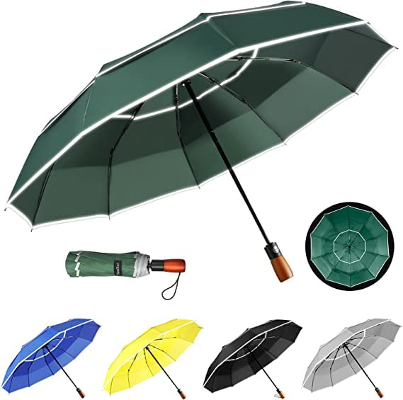 sla Verouderd afvoer Automatic Folding Umbrella,Windproof Compact Umbrella with Two Reflective  Stripes, Portable Travel Umbrella, UV Protection Sun Umbrella with  Reinforced Frame For Rainy Sunny Days Night Time Use - Walmart.com