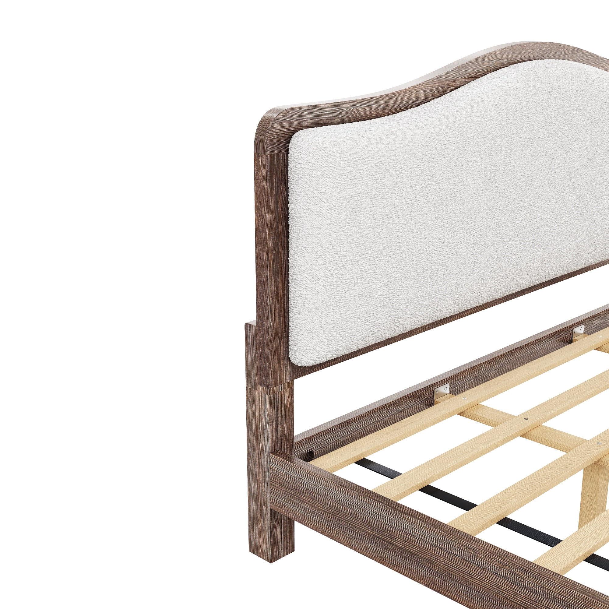 MODERNLUXE King Size Platform Bed with Upholstery Headboard, Grey