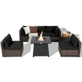 thumbnail image 2 of Gymax 7PCS Rattan Patio Sectional Furniture Set w/ 30'' Fire Pit Table & Black Cushion, 2 of 6