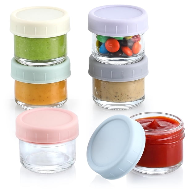 Recipiente para aderezo para ensaladas VITEVER, vidrio de 50 ml con tapas, paquete de 6