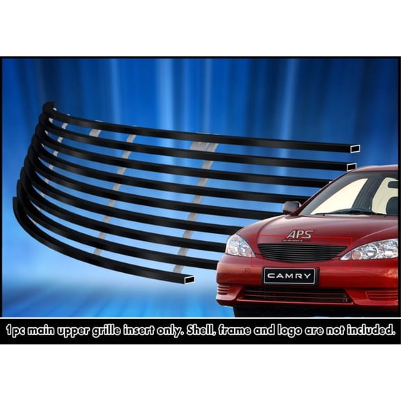 2002-2006 Toyota Camry Stainless Steel Black Powder Coated Finish Horizontal Billet Black Stainless Steel Billet Grille