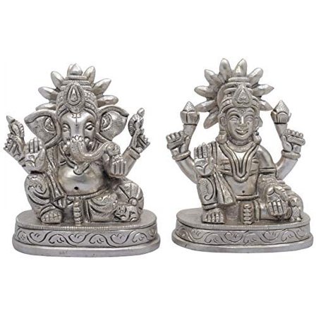 Exotic India Lakshmi Ganesha (Small Statues) - Brass Statue