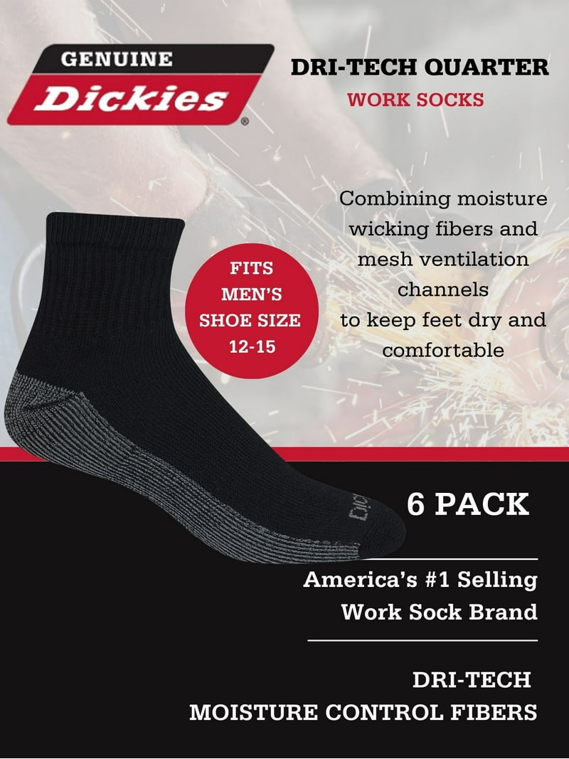 Genuine Dickies Quarter Socks, 6 Pack - Walmart.com