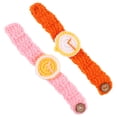 thumbnail image 2 of GOOHOCHY 2 piezas de relojes tejidos artesanías de trabajo de trabajo divertidos pulsera de relojes de pulsera para parejas (rosa y naranja), 2 of 7