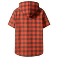 thumbnail image 5 of BRGZLK Little Boys Plaid Shirts Spring Summer Casual Cute Trendy Breathable Comfort Button Down Plaid Short Sleeve Loose Hooded Blouses Tops with Pockets Orange 6-7 Years, 5 of 5