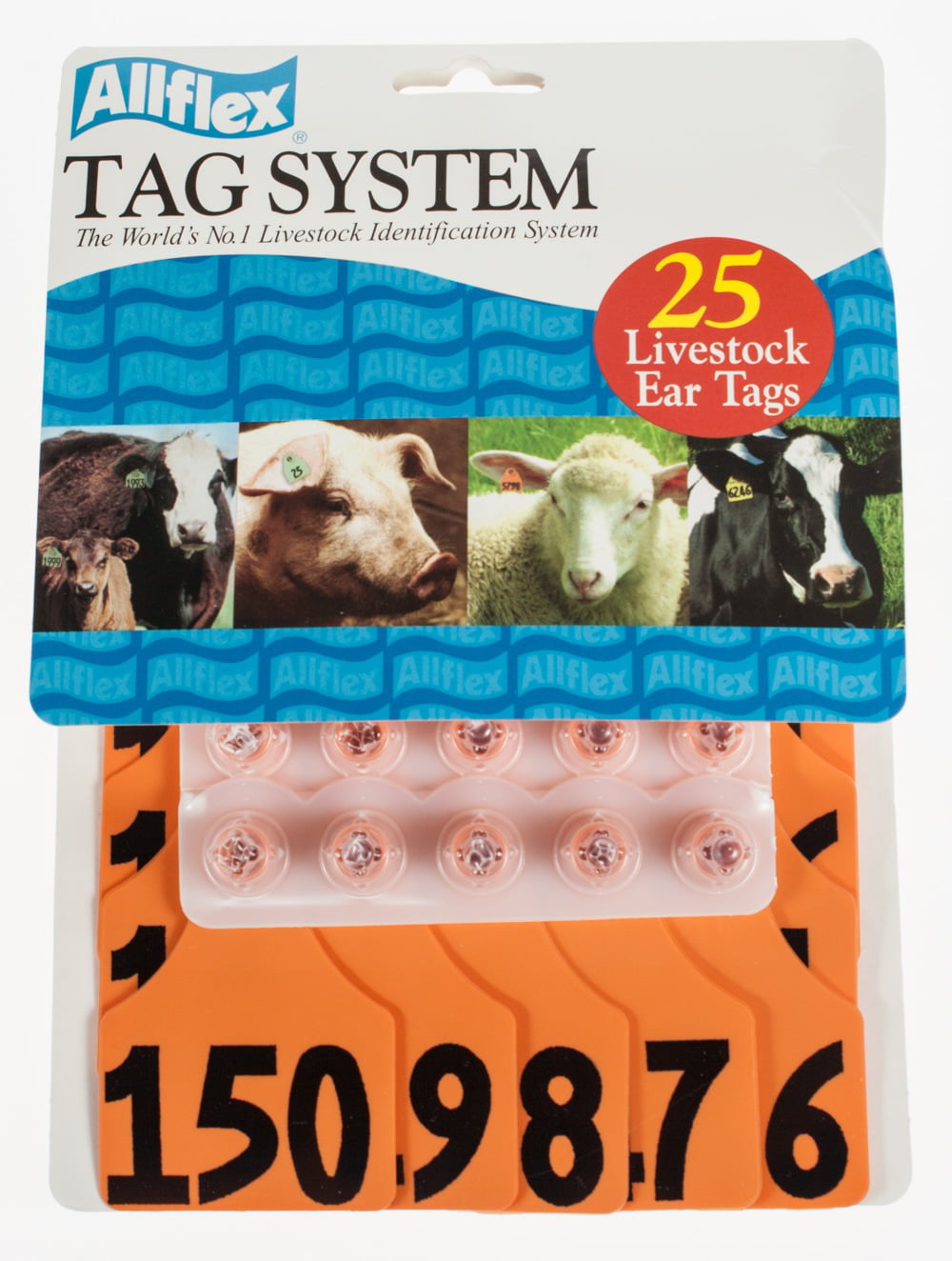 Details about    ALLFLEX GLOBAL Ear Tags Maxi 4" x 3" with Buttons Orange #151-175 25ct Package 