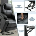 thumbnail image 7 of SOCIALCOMFY Power Lift Recliner Chair for Elderly, Heavy Duty Lift Chair with Heat and Massage, Faux Leather Recliner Chair with 2 Remote Controls, Cup Holders, Side Pockets & USB Ports (Black), 7 of 7