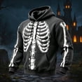thumbnail image 2 of Yuncity Mens Hoodie Fall Winter Long Sleeve Fashion Casual Letter Skeleton Print Pullover Hoodies Sweatshirt Size M, 2 of 4
