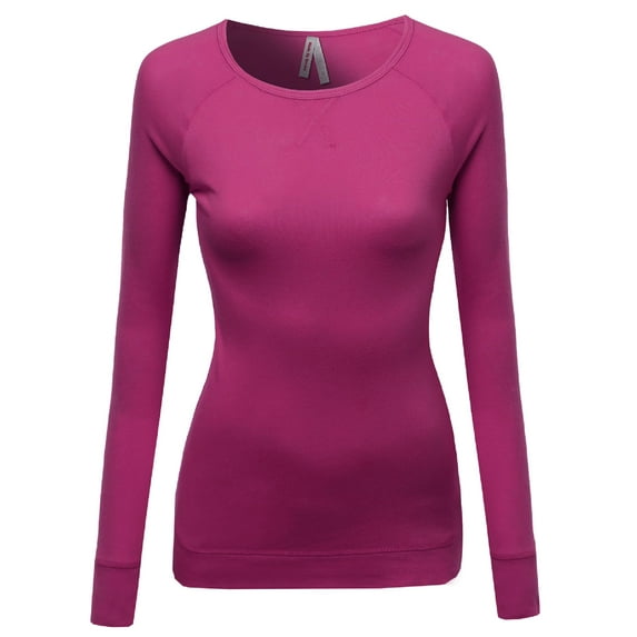 FashionOutfit Women's Basic Solid Round Neck Long Sleeves Sweatshirt