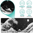 thumbnail image 4 of Japanese Black Sea Wave Mouse Pad - Abstract Black Gaming Mouse Pad 31.5x11.8 Inch Non-Slip Rubber Base Large Mousepad Stitched Edges Keyboard Mouse Mat Desk Pad for Office Home, 4 of 5