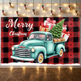 thumbnail image 2 of Retro Truck Decoration Christmas Banner Holiday Gifts Festive Design Snow Background for Winter Celebrations Indoor Party, 2 of 9