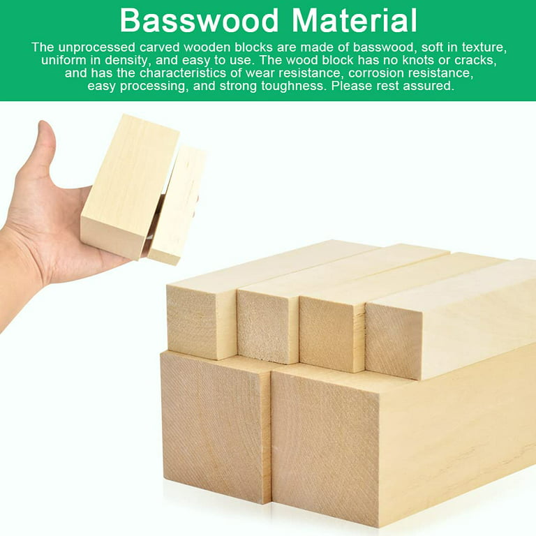 5 PCS Basswood Wood Carving Blocks Kit Kids Hobby Softwood Whittling Wood  Blanks