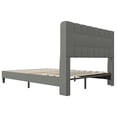 thumbnail image 2 of Upholstered Bed Frame Full Size with Tufted Headboard and Wingback, Strong Wood Slat Support, No Box Spring Needed, Easy Assembly, Grey, 2 of 8