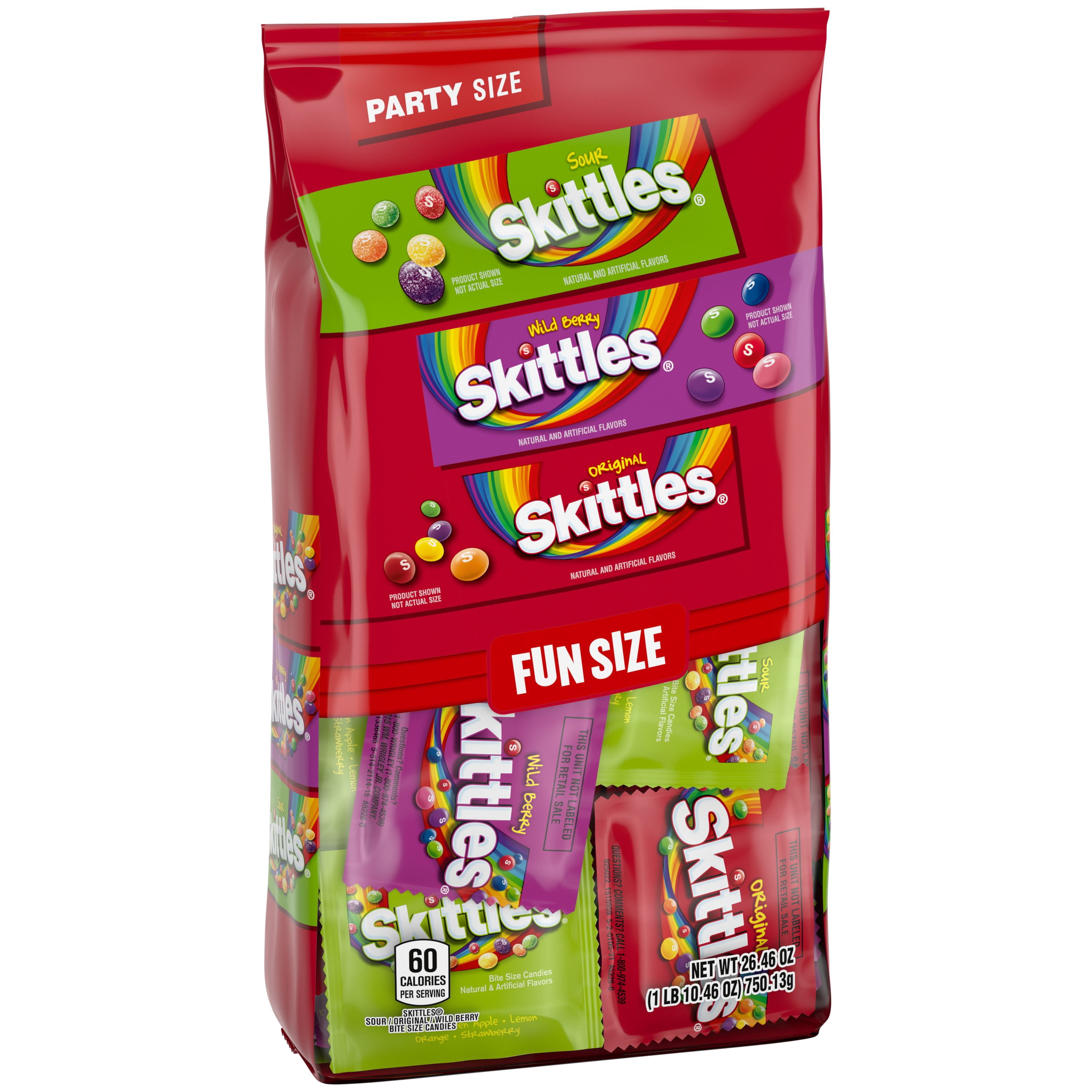Skittles Original, Wild Berry & Sour Fun Size Chewy Candy, Party Size - 26.46 oz Bulk Bag