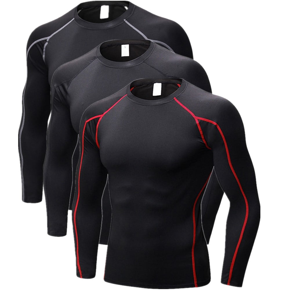 YUSHOW 3 Pack Compression Shirts for Men Long Sleeve UV Protection Cool ...