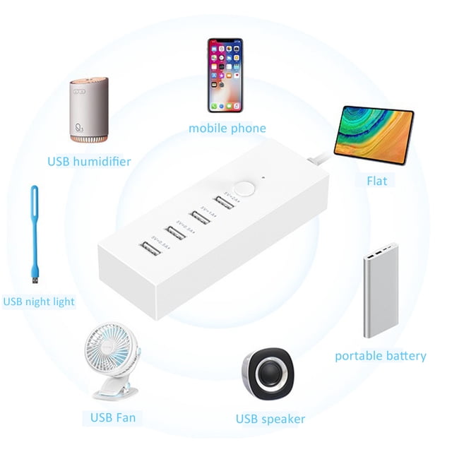 Cargador multifunción USB de 4 puertos Carga rápida 5V 2A Enchufe de extensión (UE)